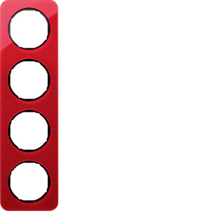 Berker - Hager R.1 Ramka 4-krotna, akryl czerwony przezroczysty/czarny 10142344
