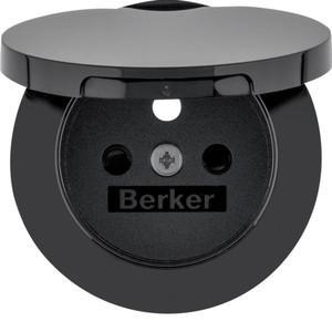 Berker R.1/R.3 Płytka czołowa do gniazda z uziemieniem i pokrywą czarny 3965832045