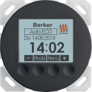 Berker - Hager R.1/R.3 Regulator temperatury ze sterownikiem czasowym styk zwierny, czarny połysk 20462045