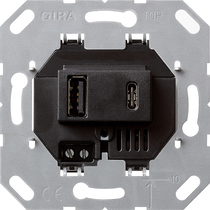 Gira Mechanizm zasilania USB, podwójny Typ A / Typ C czarny - 236900