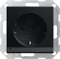 Gira Gniazdo SCHUKO z diodową lampką orientacyjną i przesłoną System 55 czarny m - 1170005