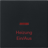 Gira Klawisz z oknem kontrolnym i nadrukiem ‘’Heizung Ein/Aus’’ System 55 czarny m - 0678005