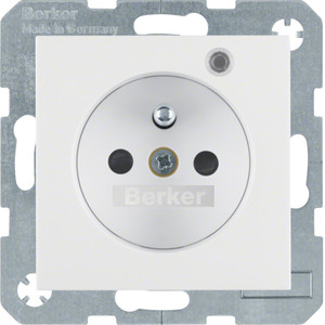 Berker - Hager Gniazdo z uziemieniem i LED kontrolną z podwyższoną ochroną styków 6765091909