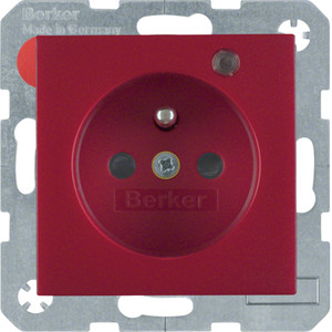 Berker - Hager Gniazdo z uziemieniem i LED kontrolną z podwyższoną ochroną styków 6765091915