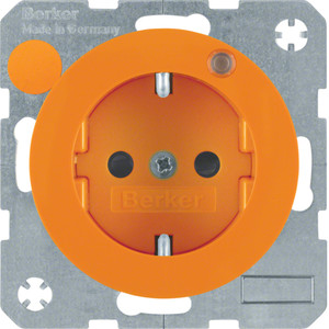 Berker - Hager Gniazdo z uziemieniem i kontrolną diodą LED R.1/R.3 pomarańczowy, połysk 6765092007