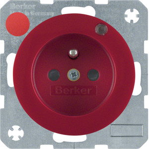 Berker - Hager Gniazdo z uziemieniem i kontrolną diodą LED R.1/R.3 rot, połysk 6765092022