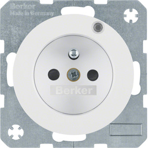 Berker - Hager Gniazdo z uziemieniem i kontrolną diodą LED R.1/R.3 biały, połysk 6765092089