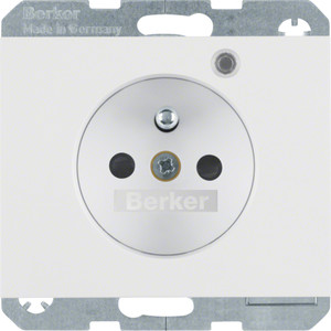 Berker - Hager Gniazdo z uziemieniem i LED kontrolną z podwyższoną ochroną styków 6765097009