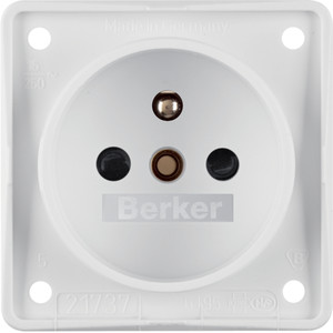 Berker Integro Gniazdo z uziemieniem z podwyższona ochroną styków, biały mat 961952502