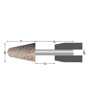 Abra Ściernica trzpieniowa stożkowa zaokrąglona do stali nierdzewnej ze spoiwem żywicznym 20x40 mm - 000920054 (25 szt.)