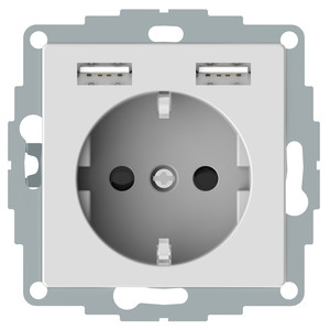 Merten Gniazdo SCHUKO z ładowarką USB 2.1A - Biały Active - MTN2366-0325