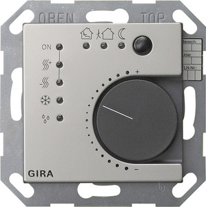 Gira Regulator KNX ciągły z interfejsem przycisku, poczwórny System 55 (Naturalny stalowy) 2100600