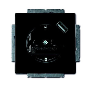 ABB Gniazdo wtykowe SCHUKO z gniazdem ładowania USB - Carat-Future - Antracyt - 20 EUCBUSB-81-500
