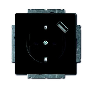 ABB Gniazdo wtykowe SCHUKO z gniazdem ładowania USB - Future - Czarny matowy - 20 EUCBUSB-885-500