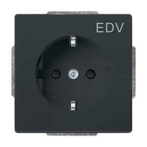 ABB Gniazdo SCHUKO z nadrukiem ''EDV'' z szybkozłączami 2P+E i przesłonami - Carat-Future - Antracyt - 20 EUCKS/DV-81