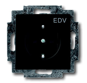 ABB Gniazdo SCHUKO z nadrukiem ''EDV'' z szybkozłączami 2P+E i przesłonami - Future - Czarny matowy - 20 EUCKS/DV-885
