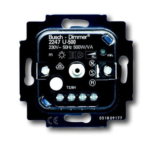 ABB Ściemniacz obrotowy z włączaniem i przyciskiem - Busch-Dimmer - 2247 U-500