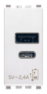 Vimar Eikon Moduł zasilający USB 5V 2,4A typu A+C 1M - Biały - 20292.AC.B