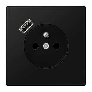 Jung LS Gniazdo z bolcem i USB typu A - Czarny matowy - LS1520F-18ASWM