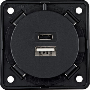 Berker Integro Gniazdo USB ładowania podwójne A+C, 230V, 3.0 A; antracyt mat 926202505