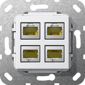Gira Gniazdo podtynkowe Złącze szczelinowe IDC poczwórne Modular Jack RJ45 kat.6a 10 GB Ethernet (Biały) 569903