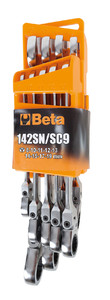Beta Komplet 9 kluczy płasko-oczkowych z mechanizmem zapadkowym i przegubem w etui - 001420259
