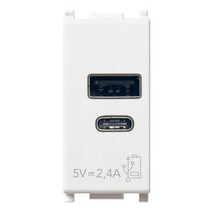 Vimar Moduł zasilający USB A+C 5V 2,4A 1M - Biały - 14292.AC