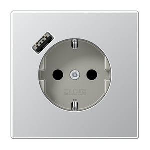 Jung LS Gniazdo SCHUKO z USB typu A - Aluminium - AL1520-18A