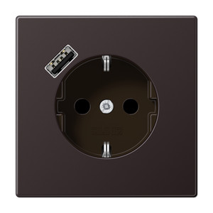 Jung LS Gniazdo SCHUKO z USB typu A - Aluminium ciemne - AL1520-18AD