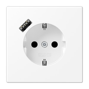 Jung LS Gniazdo SCHUKO z USB typu A - Biały matowy - LS1520-18AWWM