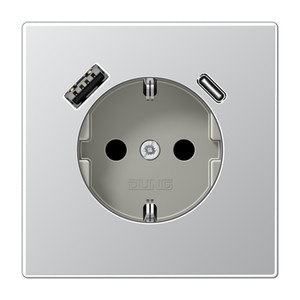 Jung LS Gniazdo SCHUKO z USB typu A-C - Aluminium - AL1520-15CA