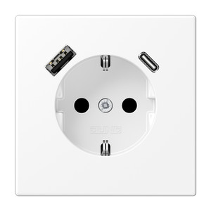 Jung LS Gniazdo SCHUKO z USB typu A-C - Biały matowy - LS1520-15CAWWM