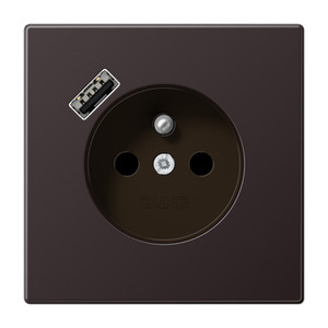 Jung LS Gniazdo z bolcem i USB typu A - Aluminium ciemne - AL1520F-18AD
