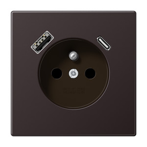 Jung LS Gniazdo z bolcem i USB typu A-C - Aluminium ciemne - AL1520F-15CAD