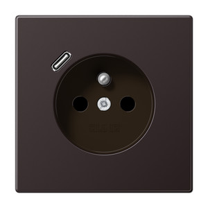 Jung LS Gniazdo z bolcem i USB typu C - Aluminium ciemne - AL1520F-18CD