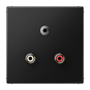 Jung Gniazdko multimedialne: Cinch Audio (RCA) + Stereo Jack (3,5mm) - Czarny mat - MALS1011SWM