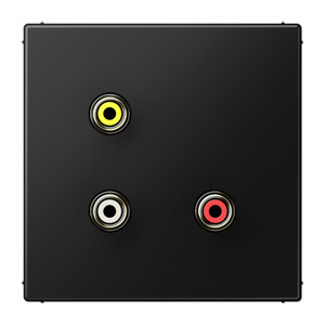 Jung Gniazdko multimedialne: 3 x RCA (Cinch Audio / Composite Video) - Czarny mat - MALS1031SWM
