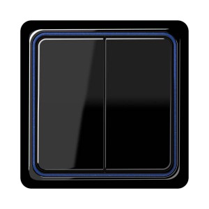 Jung Przełącznik CD Plus Podwójny Uniwersalny – Czarny – Ramka wewnętrzna – Niebieska