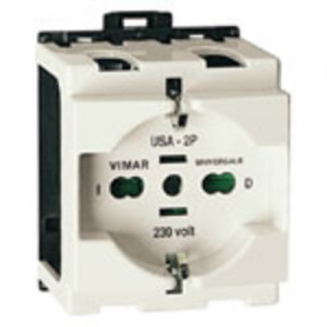 Vimar 8000 Gniazdo Uniwersalne 2P+E 16A 250V SICURY 53mm głębokości 3M - Szara (RAL 7035) - 09967