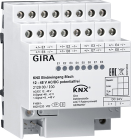 Gira Wejście binarne KNX 8x 12-48 V AC/DC bezpotencjałowe 212800