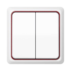 Jung Przełącznik CD Plus Podwójny Uniwersalny – Biały – Ramka wewnętrzna – Czerwona