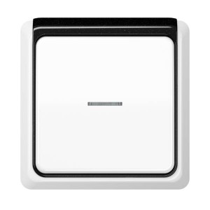 Jung Przycisk CD Plus Podświetlony – Biały – Ramka zewnętrzna – Czarna
