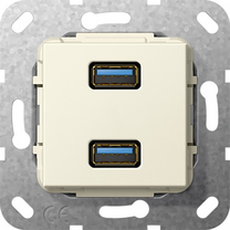 Gira Gniazdo podtynkowe Rozgałęźnik kablowy podwójne USB 3.0 A (Kremowy) 568501