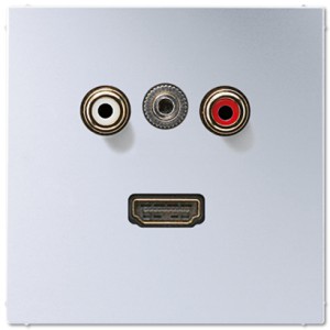 Jung Gniazdo multimedialne: Cinch Audio (RCA) + Mini Jack + HDMI - Aluminium - MAAL1082
