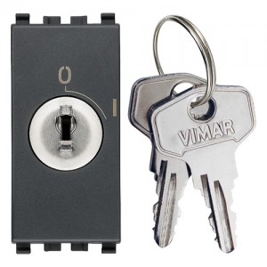 Vimar Przycisk kluczowy 2P NO 16A 250V z kluczem 000 wyjmowanym w pozycji OFF 1M - Antracyt - 20086.CU