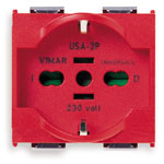 Vimar 8000 Gniazdo Uniwersalne 2P+E 16A 250V P10/P11/P17/SCHUKO/USA - Czerwone - 08410.R