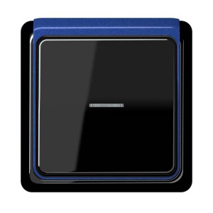 Jung Przełącznik CD Plus Podświetlony – Czarny – Ramka zewnętrzna – Niebieska
