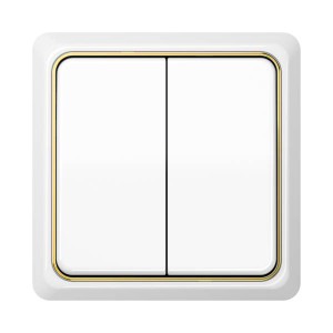 Jung Przełącznik CD Plus Podwójny Standardowy – Biały – Ramka wewnętrzna – Złoto