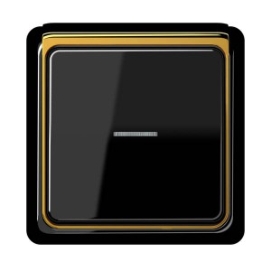 Jung Przełącznik CD Plus Podświetlony – Czarny – Ramka zewnętrzna – Złoto