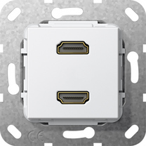 Gira Wkład podtynkowy Rozgałęźnik kablowy podwójny HDMI 2.0a + HDR (Biały) 567203